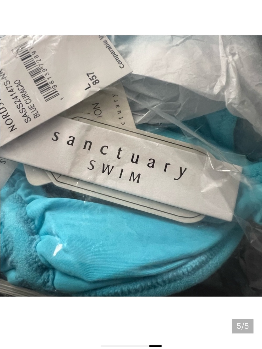 Sanctuary Turquoise Blue Ruffle Triangle Bikini Set - Picture 5 of 5